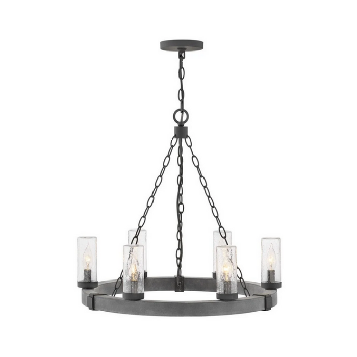 Hinkley 29206-LL Sawyer 6-lt 24" LED Outdoor Chandelier - Aged Zinc