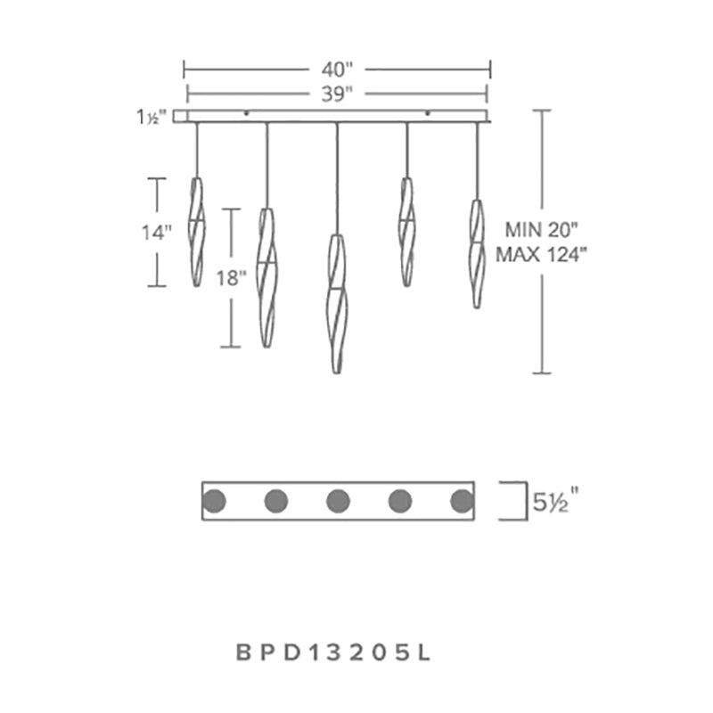 Schonbek Beyond BPD13205L Kindjal 5-lt 40" LED Chandelier Linear Canopy