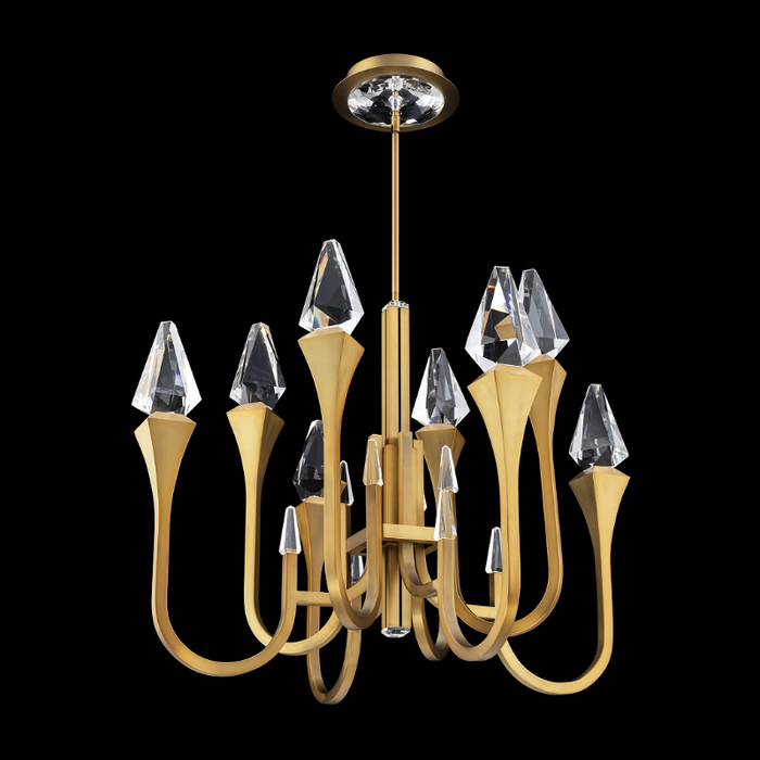 Schonbek Beyond BPD25534 Plumeria 8-lt 34" LED Pendant, CCT Selectable - Aged Brass