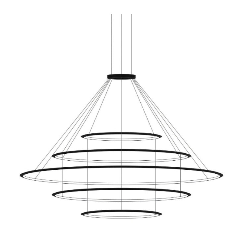 Bover Circular S/5L 5-lt 119" LED Pendant, Inward Light-Black