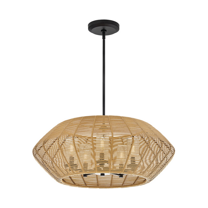 Hinkley 10385-LV Luca 5-lt 28" LED Outdoor Chandelier - Black/Camel Ratten