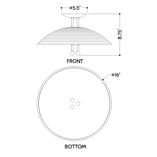Troy C4416 Larkin 3-lt 16" Semi Flush Mount