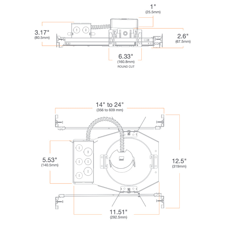 DMF C Series 6" LED Round New Construction Downlight, 2000lm