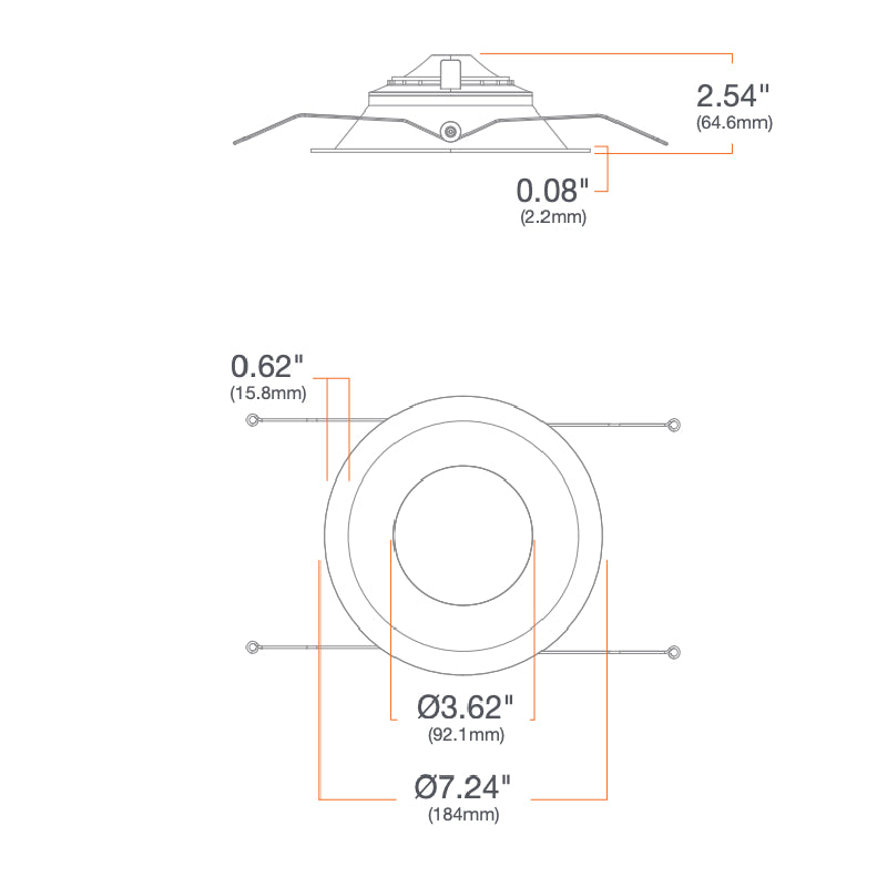 DMF C Series 6" LED Round New Construction Downlight w/ Emergency Remote Test Switch, 1000/1500/2000lm Selectable