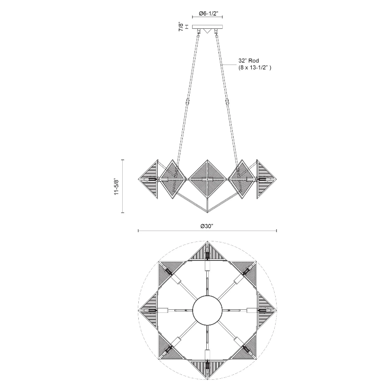 Alora CH332830 Cairo 8-lt 30" Chandelier