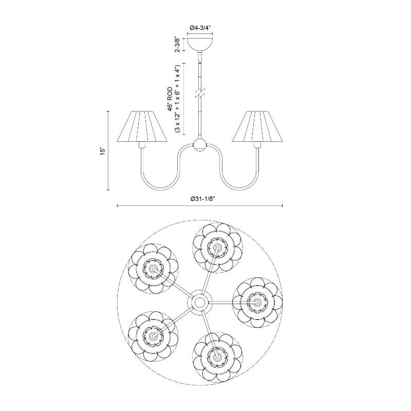 Alora Mood CH610530 Rosemary 5-lt 31" Chandelier