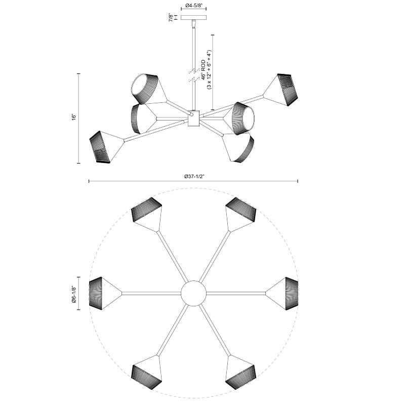 Alora Mood CH633638 Daphne 6-lt 38" Chandelier