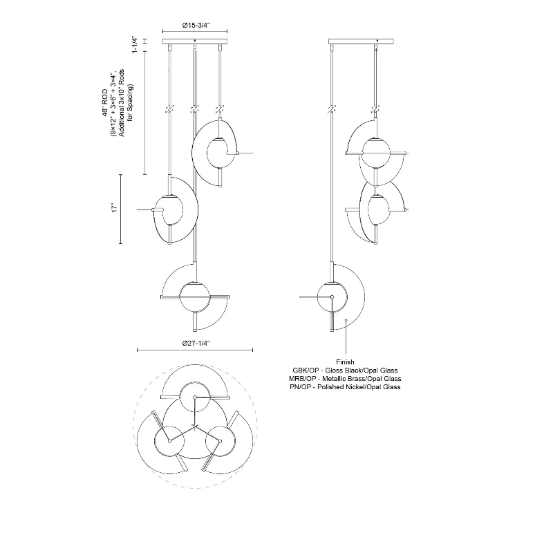 Kuzco CH65127 Scorpio 3-lt 27" LED Chandelier