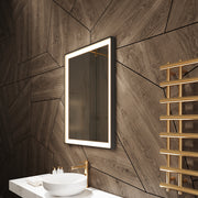 Paris Mirror Chic Rectangle 24" x 32" LED Lighted Mirror, 3CCT Selectable -Black Framed
