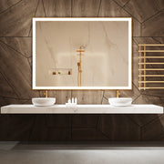 Paris Mirror Chic Rectangle 70" x 45" LED Lighted Mirror, 3CCT Selectable - Gold Framed