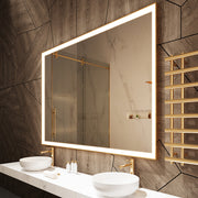Paris Mirror Chic Rectangle 70" x 45" LED Lighted Mirror, 3CCT Selectable - Gold Framed