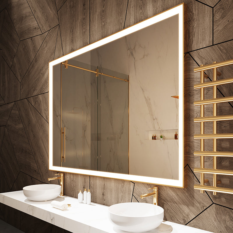 Paris Mirror Chic Rectangle 70" x 45" LED Lighted Mirror, 3CCT Selectable - Gold Framed