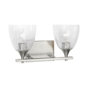 Visual Comfort DJV1022 Toffino 2-lt 16" Vanity Light - Brushed Steel Clear Crackle Glass