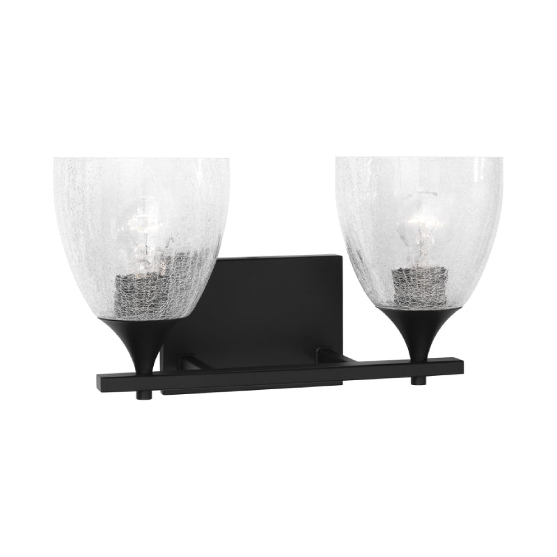 Visual Comfort DJV1022 Toffino 2-lt 16" Vanity Light - Midnight Black Clear Crackle Glass
