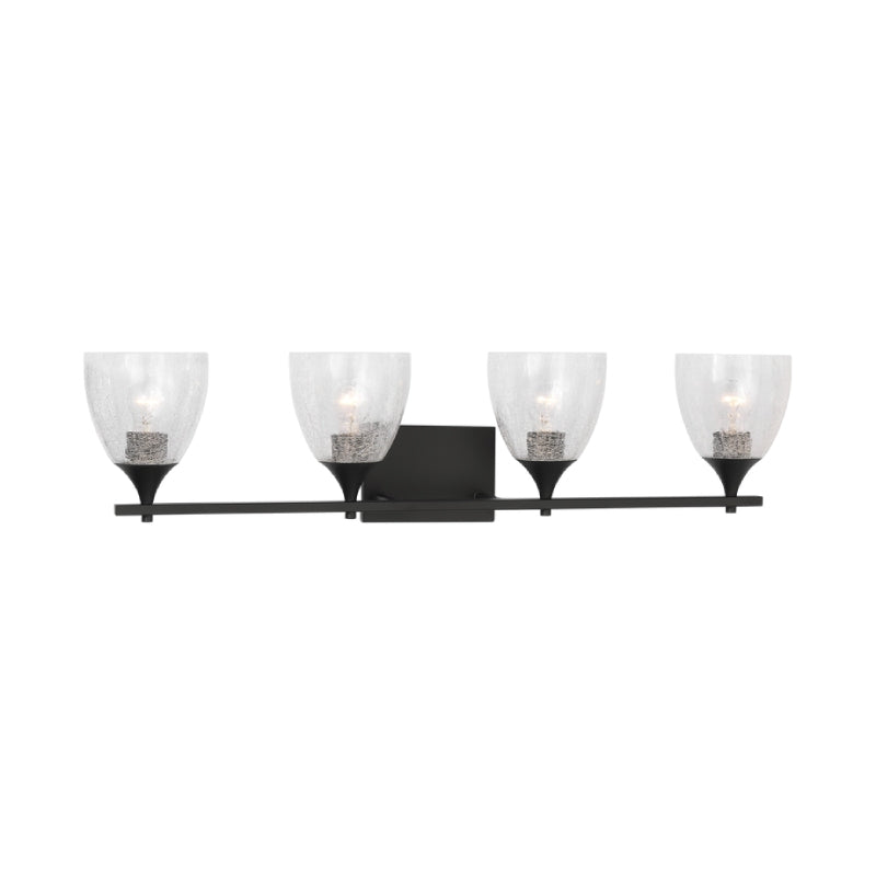 Visual Comfort DJV1024 Toffino 4-lt 36" Vanity Light - Midnight Black Clear Crackle Glass