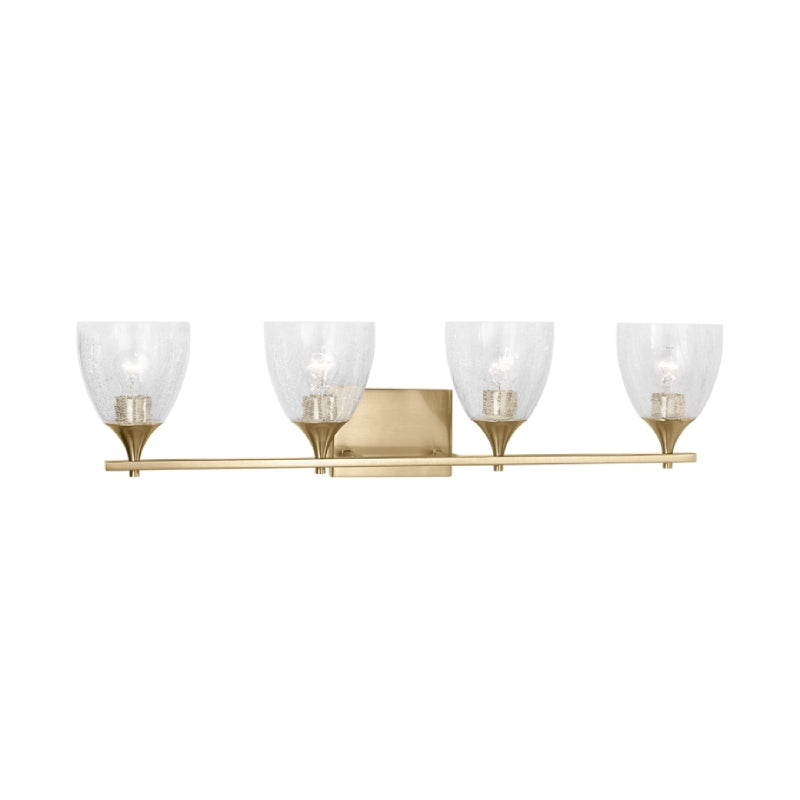 Visual Comfort DJV1024 Toffino 4-lt 36" Vanity Light - Satin Brass Clear Crackle Glass