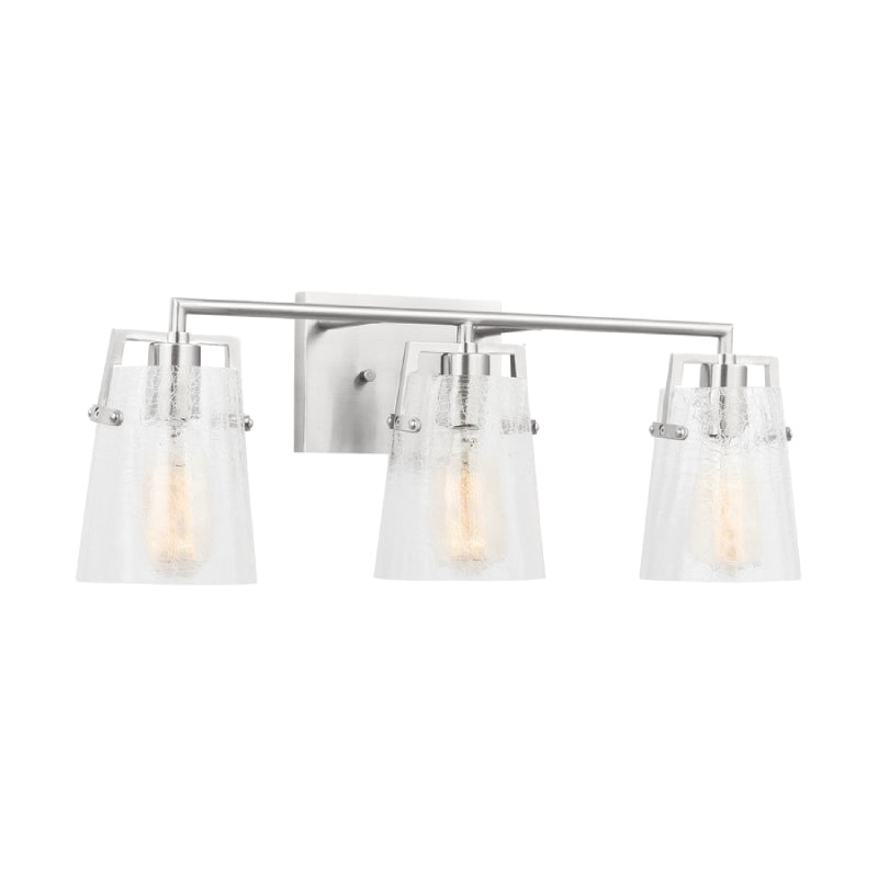 Visual Comfort DJV1033 Crofton 3-lt 24" Vanity Light - Brushed Nickel Clear Crackle Glass