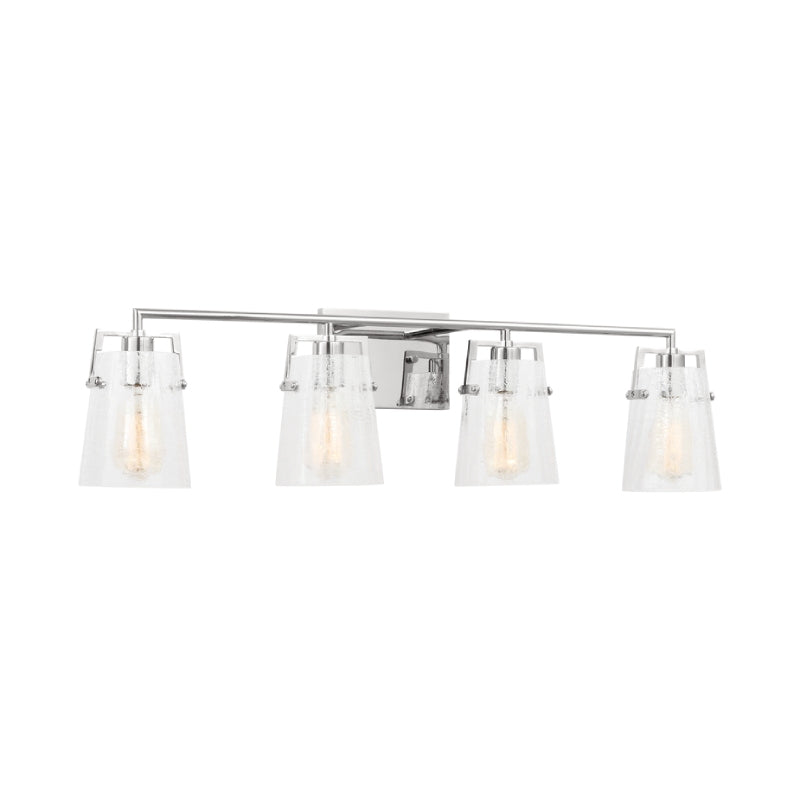 Visual Comfort DJV1034 Crofton 4-lt 33" Vanity Light - Chrome Clear Crackle Glass