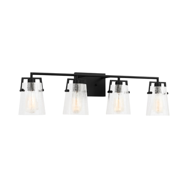 Visual Comfort DJV1034 Crofton 4-lt 33" Vanity Light - Midnight Black Clear Crackle Glass