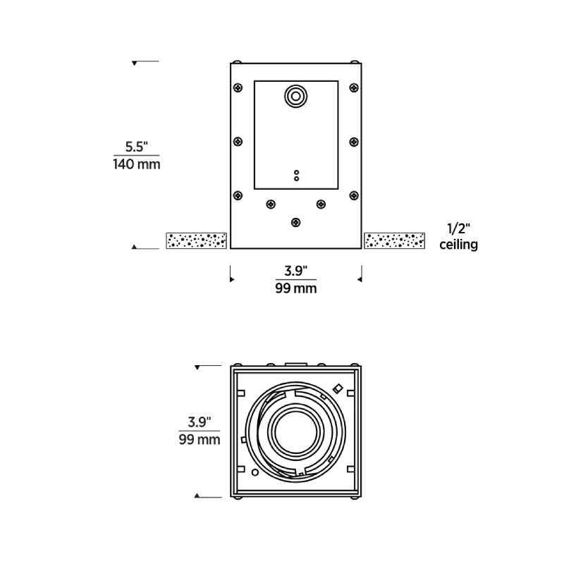 Element E3SRF 3" 11W LED Square Adjustable Downlight Flanged Remodel Housing