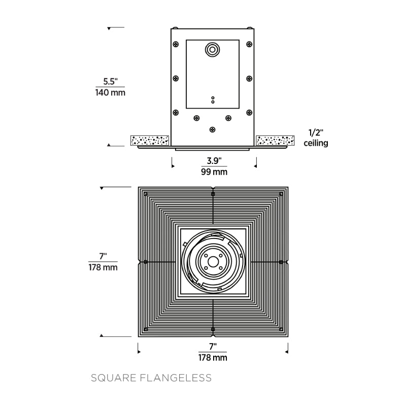 Element E3SRL 3" 11W LED Square Adjustable Downlight Flangeless Remodel Housing