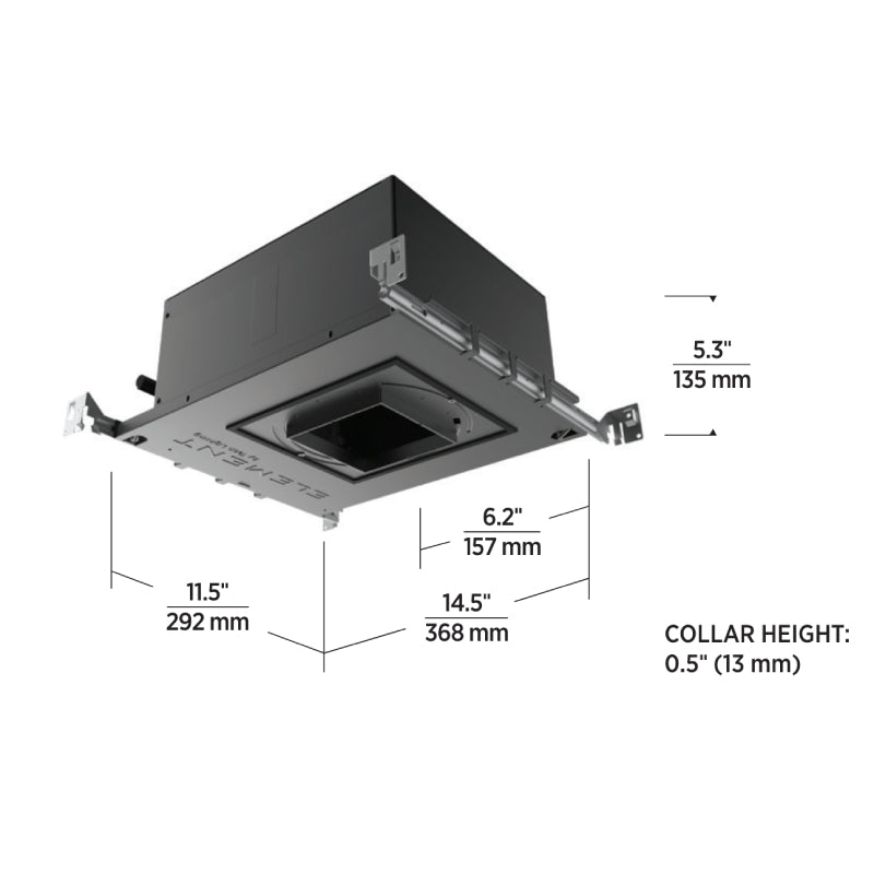 Element E4PS Pro 4" 36W LED Square Fixed Downlight New Construction Housing