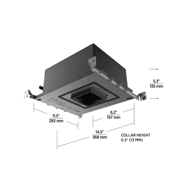 Element E4S 4" 17W LED Square Fixed Downlight IC New Construction Housing