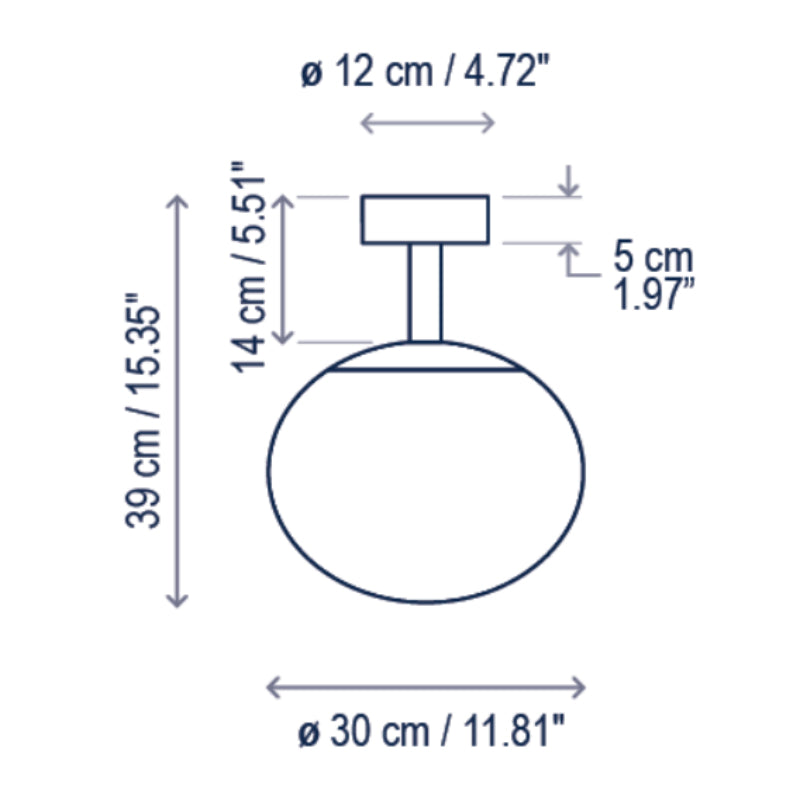Bover Elipse PF/30 1-lt 12" LED Outdoor Semi-Flushmount, TRIAC