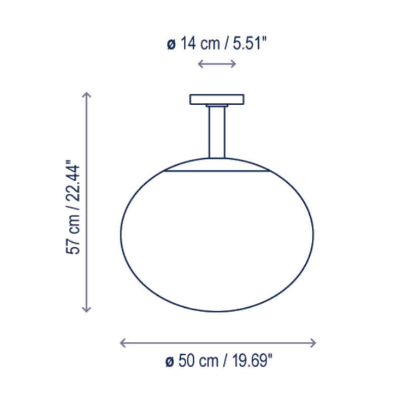 Bover Elipse PF/50 1-lt 20" LED Outdoor Semi-Flushmount, TRIAC