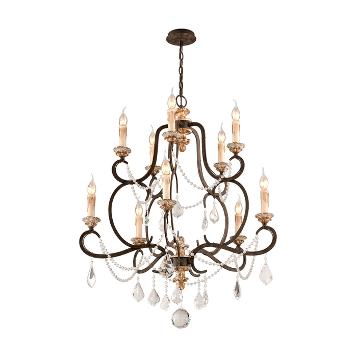 Troy F3516 Bordeaux 10-lt 32" Chandelier
