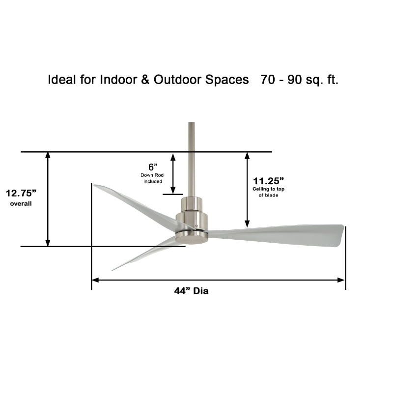 Minka Aire F786 Simple 44" Outdoor Ceiling Fan