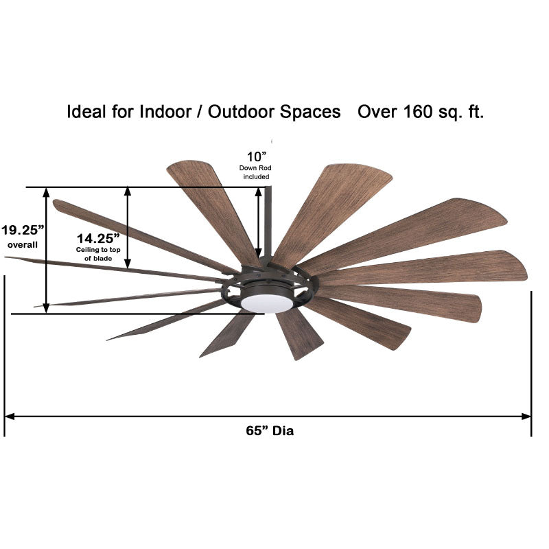 Minka Aire F870L Windmolen 65" Smart Ceiling Fan with LED Light Kit