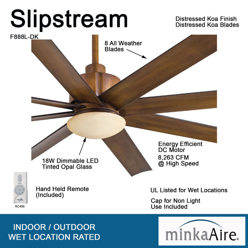 Minka Aire F888L Slipstream 65" Outdoor Ceiling Fan with LED Light Kit
