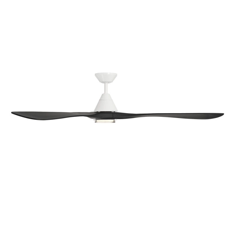 Modern Forms FR-D2504-72L Carve 72" Outdoor Ceiling Fan with LED Light Kit - Matte White with Matte Black Blades