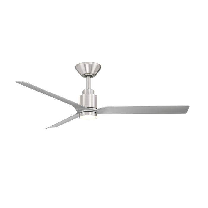 Modern Forms FR-W2502-52L Smooth 52" Outdoor Ceiling Fan with LED Light Kit - Brushed Nickel with Silver Blades