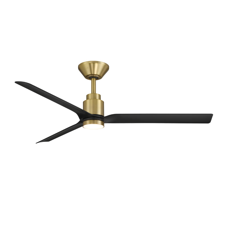 Modern Forms FR-W2502-52L Smooth 52" Outdoor Ceiling Fan with LED Light Kit - Soft Brass with Matte Black Blades