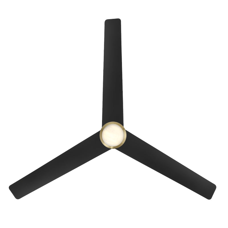 Modern Forms FR-W2503-54L Pisces 54" Outdoor Ceiling Fan with LED Light Kit - Soft Brass with Matte Black Blades