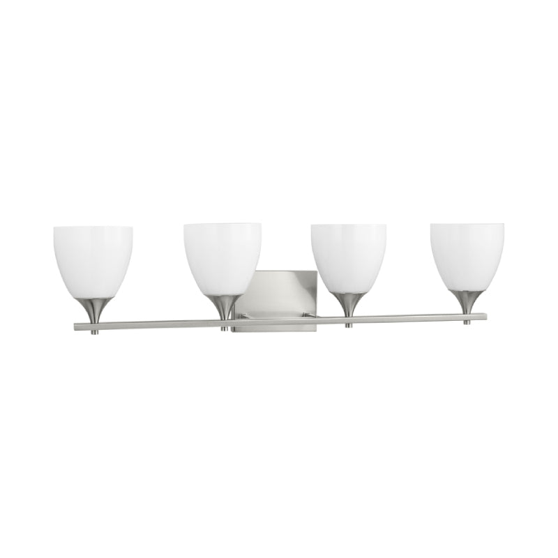 Visual Comfort DJV1024 Toffino 4-lt 36" Vanity Light - Brushed Steel Milk Glass