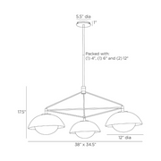 Arteriors GADMC01 Glaze 3-lt 38" Chandelier