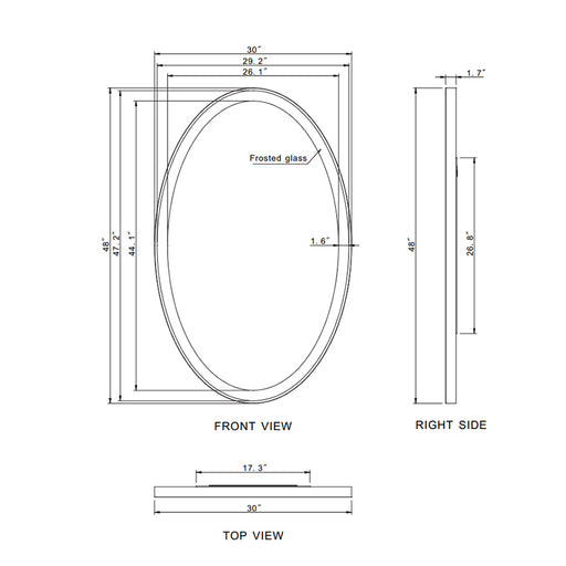 Paris Mirror Galaxy Oval 30" x 48" LED Lighted Mirror, 3CCT Selectable