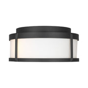 Generation GLO1132 Luning 2-lt 13" Outdoor Flush Mount - Texture Black/Opal Etched Glass