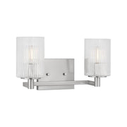 Sea Gull GLV1042 Lando 2-lt 14" Wall/Bath Sconce - Brushed Steel