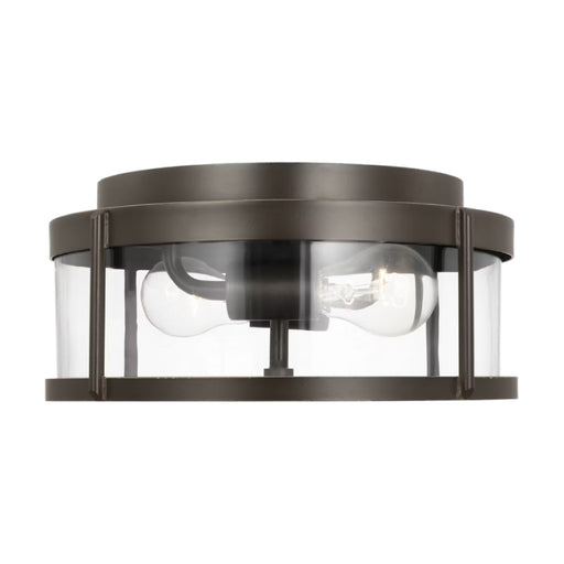 Generation GLO1132C Luning 2-lt 13" Outdoor Flush Mount - Antique Bronze/Clear Glass