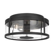 Generation GLO1132 Luning 2-lt 13" Outdoor Flush Mount - Texture Black/Clear Glass