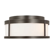 Generation GLO1132 Luning 2-lt 13" Outdoor Flush Mount - Antique Bronze/Opal Etched Glass