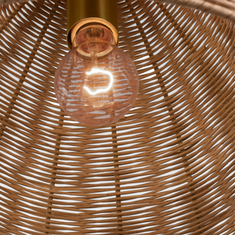 Visual Comfort GLP1071 Norman 1-lt 16" LED Large Pendant - Satin Brass with Blonde Rattan