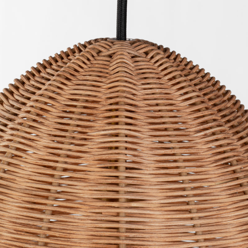 Visual Comfort GLP1071 Norman 1-lt 16" LED Large Pendant - Satin Brass with Blonde Rattan - Midnight Black with Ash Wicker