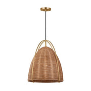 Visual Comfort GLP1071 Norman 1-lt 16" LED Large Pendant - Satin Brass with Blonde Rattan