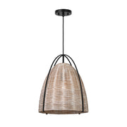 Visual Comfort GLP1071 Norman 1-lt 16" LED Large Pendant - Midnight Black with Ash Wicker
