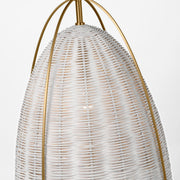 Visual Comfort GLP1081 Norman 1-lt 14" LED Medium Pendant - Satin Brass with Chalk Wicker